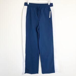No Comment Womens Pants Size Large Blue Whit Stripe Warm Ups Pull On Draw String